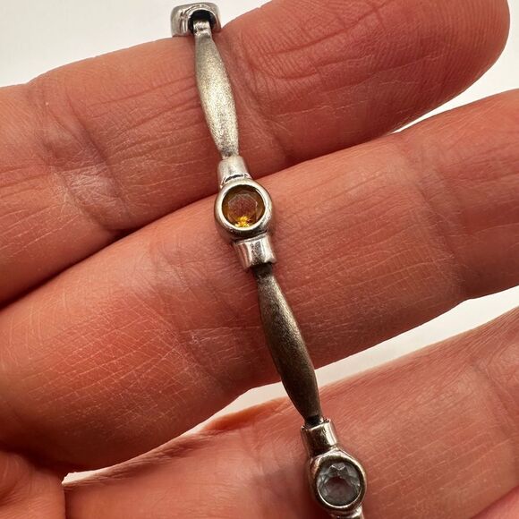 7" 14k white gold and multi-faceted gemstone bracelet! - Picture 10 of 14